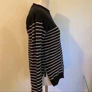 Black Terry Crew Neck Sweater with Side Zipper